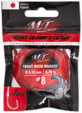 Magic Trout Trout Hook Maggot silber FLUOROCARBON-SCHNUR 70cm 7 Stück (Forellenhaken)