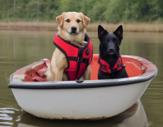 Hunde-Rettungsweste mit wasseraktivem LED Blinklicht