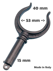 Ruderdolle schwarz aus Polyamide, 53mm