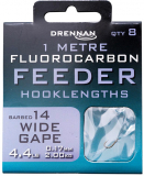 Drennan Fluorocarbon Feeder WIDE-GAPE-Haken, 1m