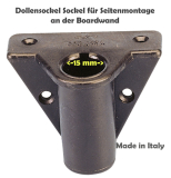 Sockel für Ruderdolle schwarz aus Polyamide, 15mm Aufnahme, Seitenmontage