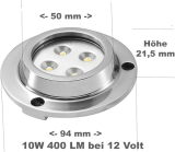 AquaLED Unterwasser LED, RGB, Edelstahlgehäuse V4A S316, 10W, 12V